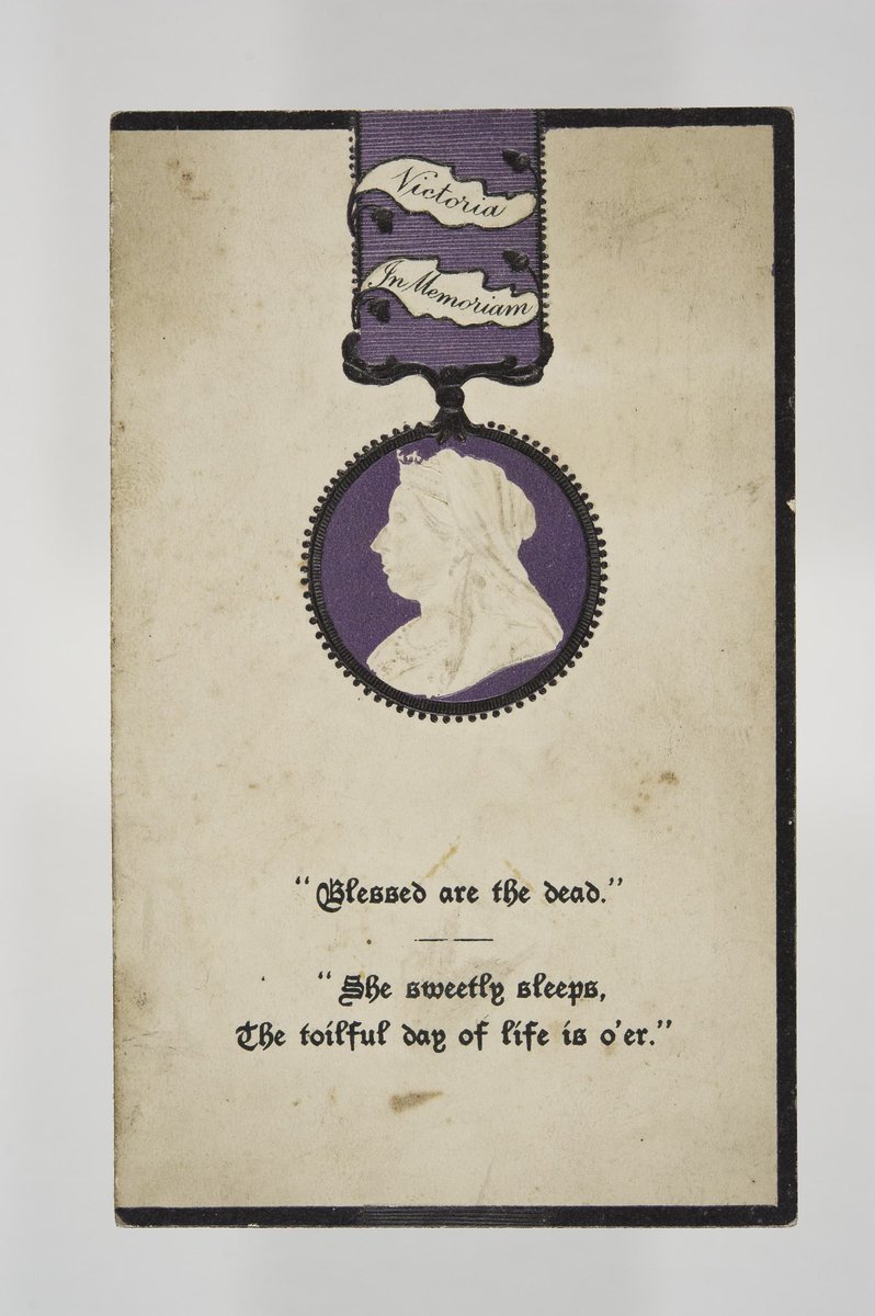 nfmtcribb's tweet photo. #onthisday in 1901 Queen Victoria passed away at Osbourne House aged 81.

These memorial cards were sold to commemorate the nation’s loss. The first was designed for children who, like many adults in 1901, had never known another monarch in their lifetime.

#NationalFuneralMuseum https://t.co/B1L2N7k6ef