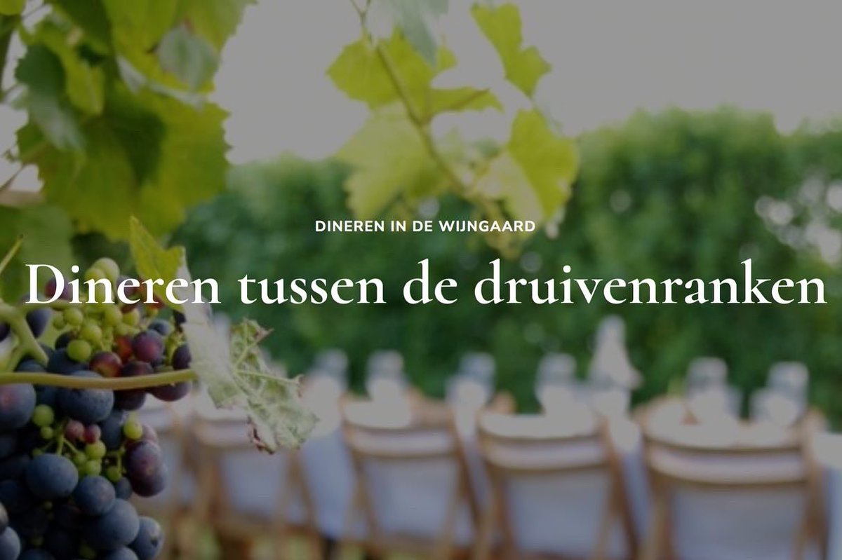 Op a.s. vrijdag 20 mei en vrijdag 24 juni ga ik een viergangendiner lekker lokaal koken in de Nederlandse wijngaard! 

Lijkt je dit wat?! Aanmelden kan via deze link: onzelokalehelden.com/dineren-tussen… 

Op 20 mei kook ik bij Wijngaard De Daalgaard, 24 juni bij Wijngaard Terra Ceuclum