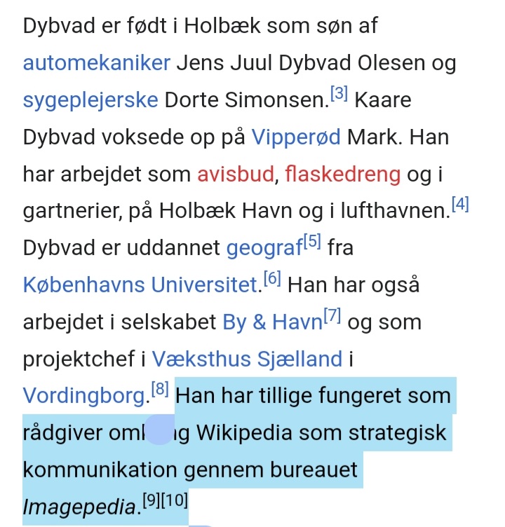 Jeg siger ikke, at det strejfede mig om minister, Kaare Dybvad, selv har skrevet sin bibliografi på Wikipedia... men, det er da et stærkt socialdemokratisk narrativ og så tillagt den sidste pointe om netop strategisk kommunikation 🤔😃