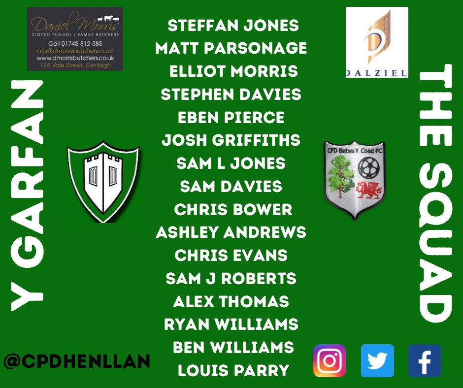 CPDHenllanFC's tweet photo. Diwrnod y Gem! | Matchday!
📍Cae Llan, Betws y Coed
🕐2.00
🗓22/1/22

Dyma’r garfan fydd yn gwynebu Betws-y-Coed heddiw, dewch lawr i gefnogi’r hogiau! #cpdhenllan 

The squad to face Betws Y Coed FC tommorow, come down to support the lads! #cpdhenllan 💪🏻🇳🇬 https://t.co/HZTZc0pUKi