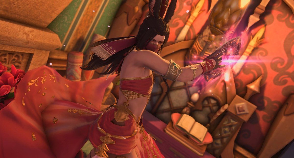 Nirav_Riam's tweet photo. Thavnair perfumed dreams,  2nd set.
@Kyrie_ffxiv made a vibrant and colorful Thavnarian decor for our FC house. 
#MaleViera #GPOSERS #SoftBun #SilverSoul https://t.co/LrRvp0ydUJ