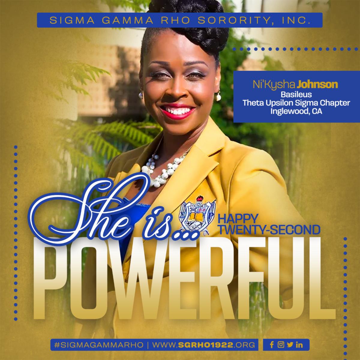 Attract what you expect,
Reflect what you desire,
Become what you respect,
Mirror what you admire.

SHE IS POWERFUL!
SHE IS A SIGMA GAMMA RHO!
#SigmaGammaRho #SGRho #IXSSGRho #Greater #RhoadToCentennial #SheIsPowerful