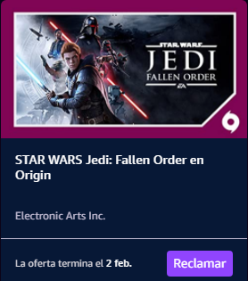 OneChanceTeam's tweet image. Si tienes Amazon Prime puedes reclamar hasta el 2 de febrero el juego Star Wars Jedi: Fallen Order desde Origin. 

Buen día!  😀