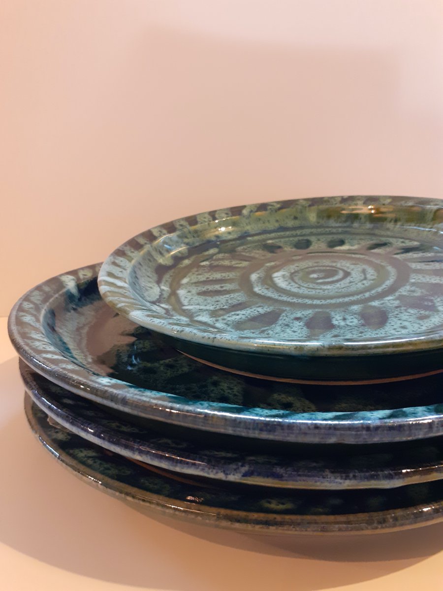 NMPottery's tweet photo. Dinner plates in production. Each one unique, but make a great set! https://t.co/L0slNCajBK