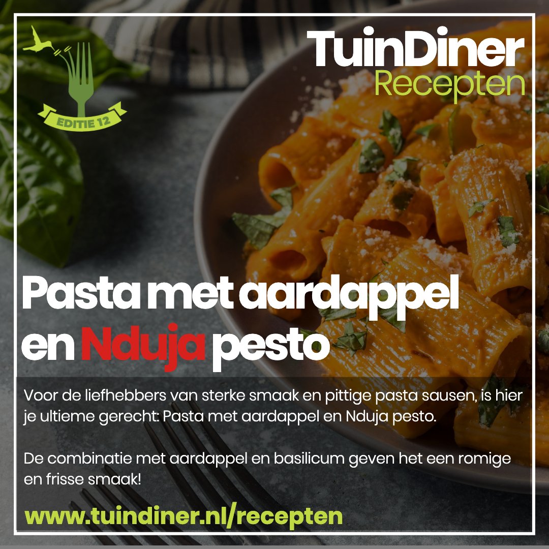 Voor de liefhebbers van sterke smaak en pittige pasta sausen, is hier je ultieme gerecht: 𝗣𝗮𝘀𝘁𝗮 𝗺𝗲𝘁 𝗮𝗮𝗿𝗱𝗮𝗽𝗽𝗲𝗹 𝗲𝗻 𝗡𝗱𝘂𝗷𝗮 𝗽𝗲𝘀𝘁𝗼. De combinatie met aardappel en basilicum geven het een romige en frisse smaak!

social.tuindiner.nl/74ei

#instachef #nduja