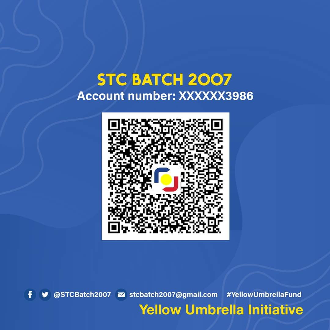 STCbatch2007's tweet photo. May our hearts remain generous and great despite these times of pressing difficulties. 💙💛

With love from under the yellow umbrella,
STC-HS Batch 2007

#YellowUmbrellaCares #MakeDeMeesterProud https://t.co/dsA4LGKLQi