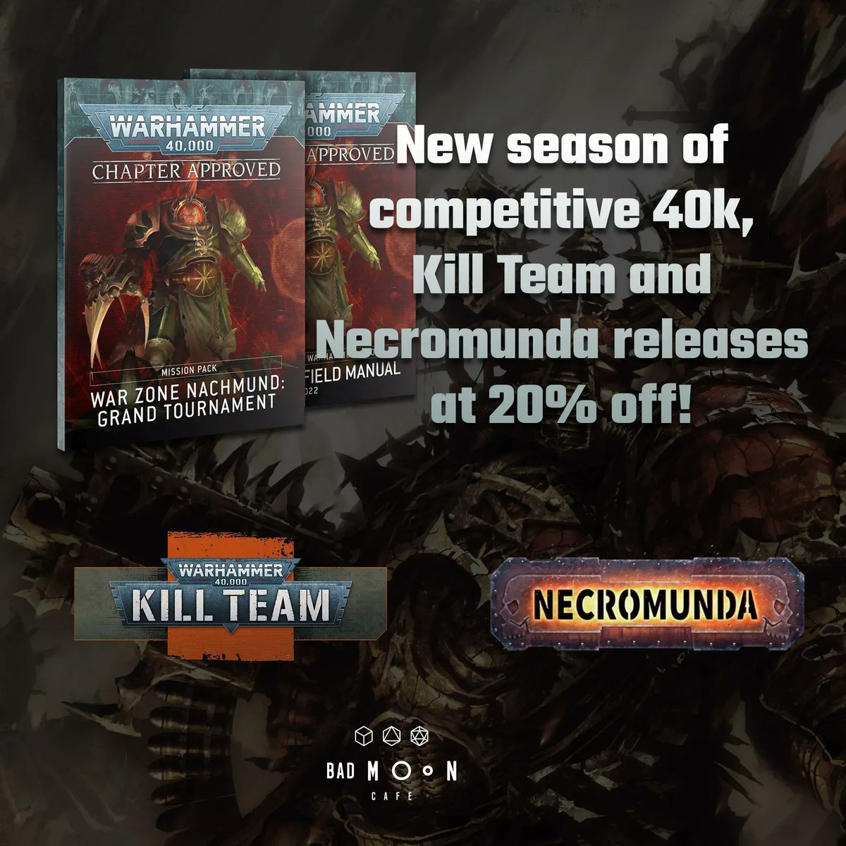 BadMoonCafe2's tweet photo. #ChapterApproved - finally! Pre-order for 20% off at Bad Moon Cafe:
https://t.co/9hwMHQNg17
#warhammer #40k #paintingwarhammer #gamesworkshop #warhammercommunity #ageofsigmar #miniaturepainting https://t.co/jfJl8bvPWw