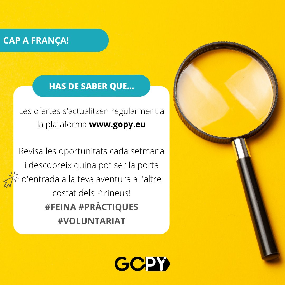 ocupaciocat's tweet photo. ⛹🏻♂️T’agradaria treballar de monitor/a a França aquest estiu?
💻Registra’t a la plataforma GoPy @gopy_poctefa i descobreix els detalls d’aquesta oferta de feina a l’altra banda dels Pirineus.
https://t.co/4sOOgOFsmo
#GOPY #francia #oportunidad #jovenes #movilidad #trabajo https://t.co/AH8Weyd1h6