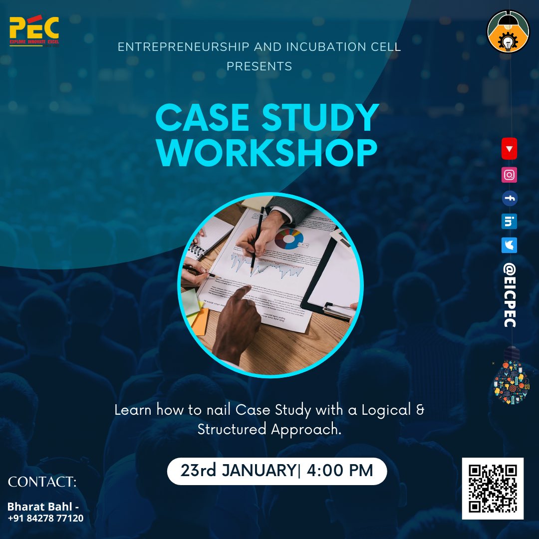 eic_pec's tweet photo. ✨EIC presents Case Study Workshop💥 which will help expand your creative and marketing potential while balancing constraints at the same time. 
Register at link: https://t.co/fqpzrRyjky

Mark your calendars at 
📝 23rd January 2022
🕓 4:00 PM https://t.co/HBIvT8AD3F