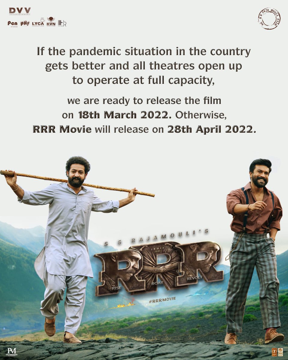 PuliMahendra3's tweet photo. #RRRMovie on March 18th 2022 or April 28th 2022. 🔥🌊 

#SeethaRAMaRajuCharan #RamCharan #ManOfMassesRamCharan https://t.co/6Cy4JsfDd4