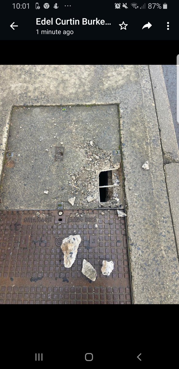 cllrlynch's tweet photo. @eir dangerous eir manhole Kilmihil Co Clare. Please not a community walk will take place at 11. This presents a risk to footpath users https://t.co/9HuvNGVPMh