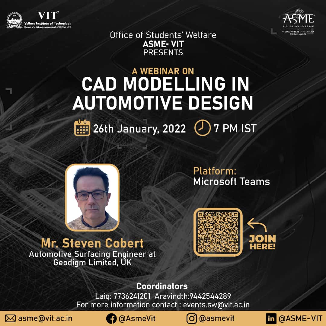 ASMEVIT's tweet photo. Computer Aided Design (CAD) is an effective software tool for designing and modelling products in the automotive industry. It is used to create, analyze, optimize, modify and draft product data to achieve the design goal effectively and efficiently. 
Reg:https://t.co/a9l3hTXyK0 https://t.co/bHHQTVYFFs