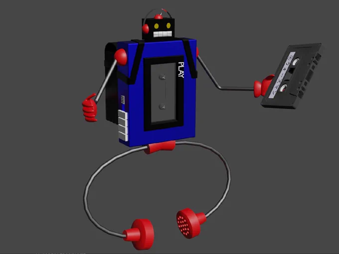 ステカセキング一応の完成。モデリング練習2体目にしてはそこそこできてるのでは

#blender 