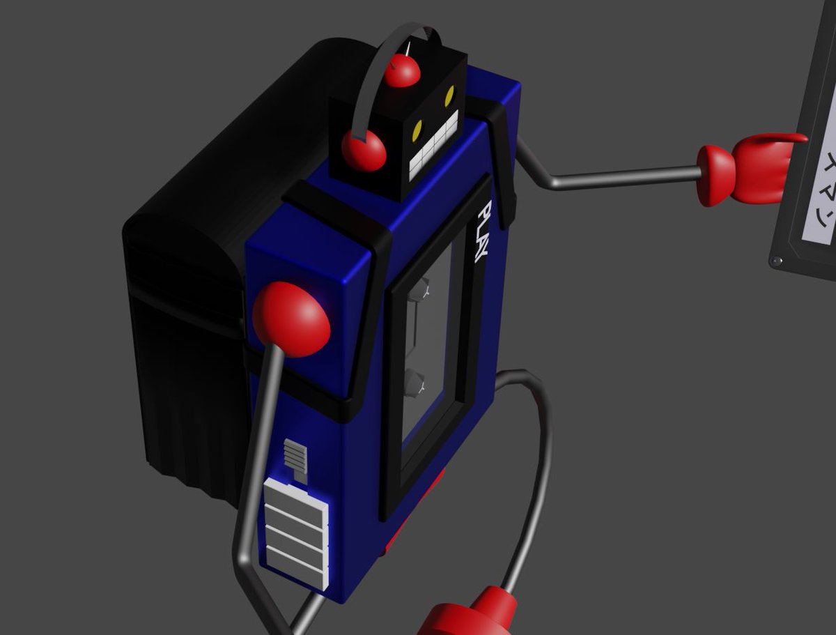ステカセキング一応の完成。モデリング練習2体目にしてはそこそこできてるのでは

#blender 