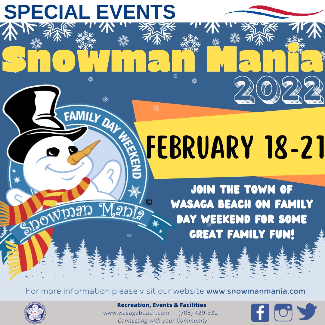 Snowman Mania is returning in February! #WasagaBeach Watch our website for details: ow.ly/3ua150HA8S2