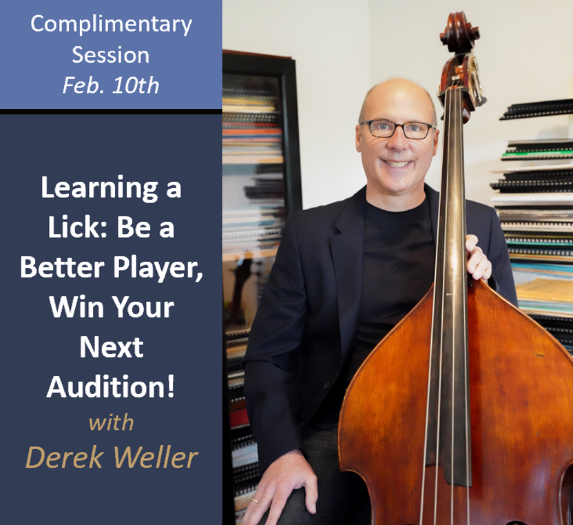 String_Masters's tweet photo. Mark your calendars - Feb 10th!!  Register now for an exceptional upcoming FREE session "Learning a Lick: Be a Better Player, Win Your Next Audition!" with String Master Derek Weller, Principal Bassist for the Michigan Opera Theater 
Register at: https://t.co/hpjyobSM0K https://t.co/yJe616cCW1