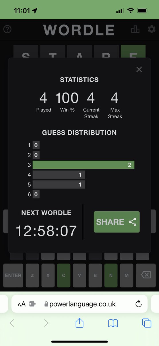 wordle’s pretty fun ngl

Wordle 217 3/6

⬛⬛⬛⬛🟩
🟩⬛🟨🟨🟩
🟩🟩🟩🟩🟩