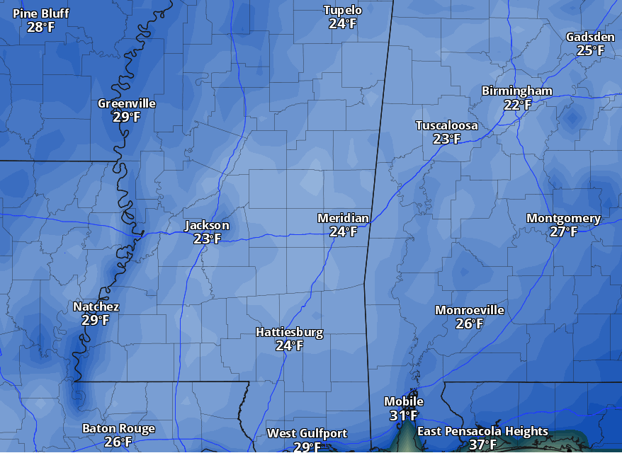 Cold start today and tomorrow, rain returns Monday night Southern MS