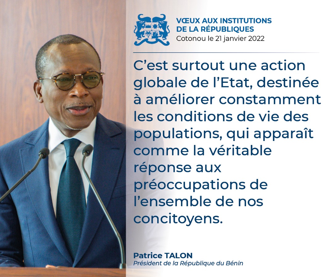 PresidenceBenin's tweet photo. #DiscoursPrBenin #Wasexo #VoeuxPrBenin :
Quelques phrases fortes du discours du #Prbenin @PatriceTalonPR, en rĂ©ponse au message de vĆux des Institutions de la RĂ©publique, le vendredi 21 janvier 2022 au Palais de la Marina. https://t.co/SxH9wEj5Mi