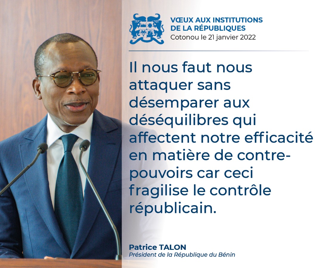 PresidenceBenin's tweet photo. #DiscoursPrBenin #Wasexo #VoeuxPrBenin :
Quelques phrases fortes du discours du #Prbenin @PatriceTalonPR, en rĂ©ponse au message de vĆux des Institutions de la RĂ©publique, le vendredi 21 janvier 2022 au Palais de la Marina. https://t.co/SxH9wEj5Mi