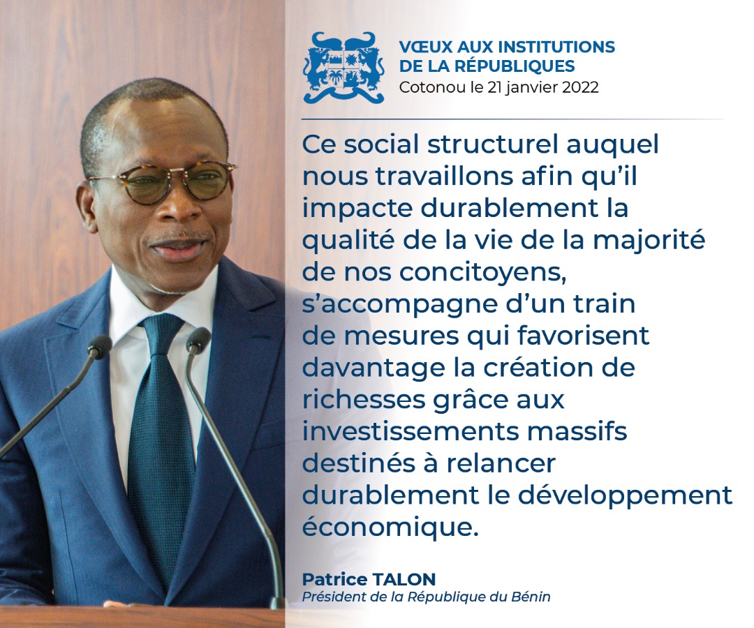 PresidenceBenin's tweet photo. #DiscoursPrBenin #Wasexo #VoeuxPrBenin :
Quelques phrases fortes du discours du #Prbenin @PatriceTalonPR, en rĂ©ponse au message de vĆux des Institutions de la RĂ©publique, le vendredi 21 janvier 2022 au Palais de la Marina. https://t.co/SxH9wEj5Mi
