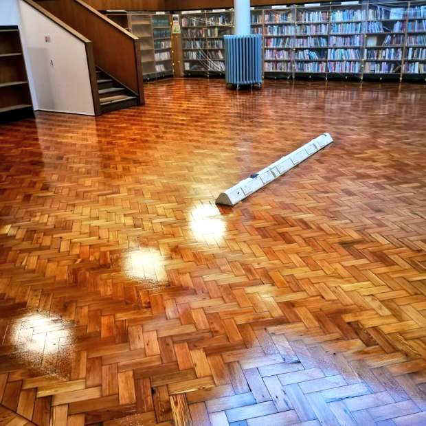 So lovely to see the 117 year-old pine parquet flooring in Maryhill Library, hidden under carpets for years, now beautifully restored by local contractor Natural Floors UK ahead of the reopening on Monday. Turns out our historic Carnegie library was worth 'gussying up' after all!