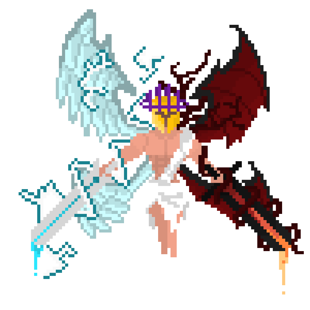 Sieg_rie's tweet photo. A Commission from Fiverr #pixelart #demon #angel #spartan https://t.co/DQwAw9XQkN