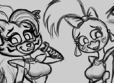 97EmilS's tweet photo. What are these two beauties blushing for? 🤔
#fnaf #emisie #roxy #chica https://t.co/eRIlff6lfz
