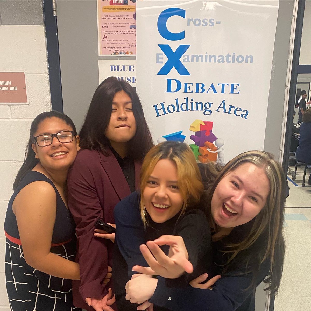 HanksDebate's tweet photo. What an early morning, but here we are‼️🤗 UIL CX Debate takes place now! Us?! Nervous?! Never!😉 First time CX debaters ready to experience, learn, and grow in one of the many events Debate has to offer!👩⚖️ #hanksknights #UIL #CXdebate #silvernblack #kingdomof8 https://t.co/nkgUFrdO5E