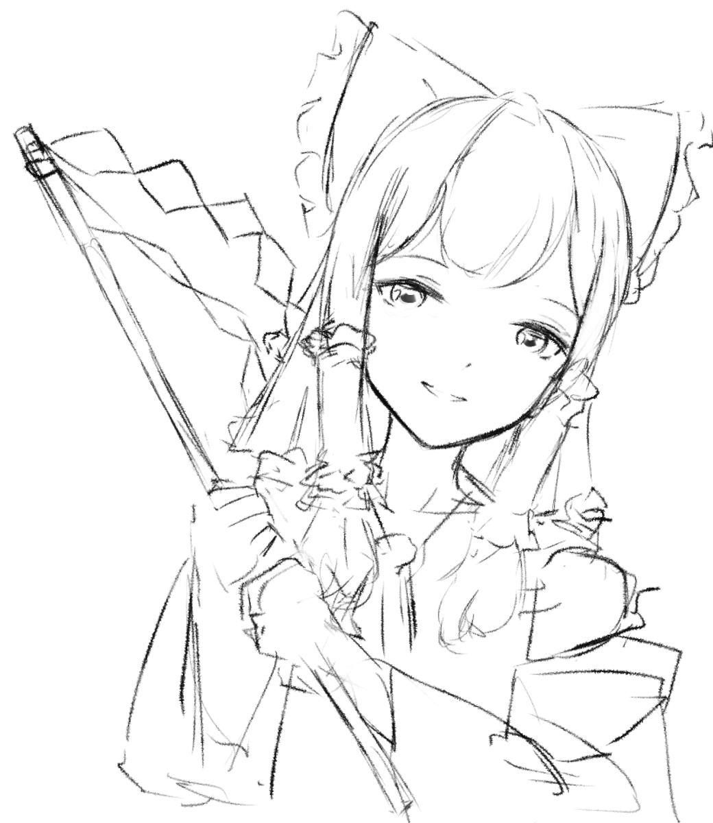 a doodle of Reimu Touhou Project 