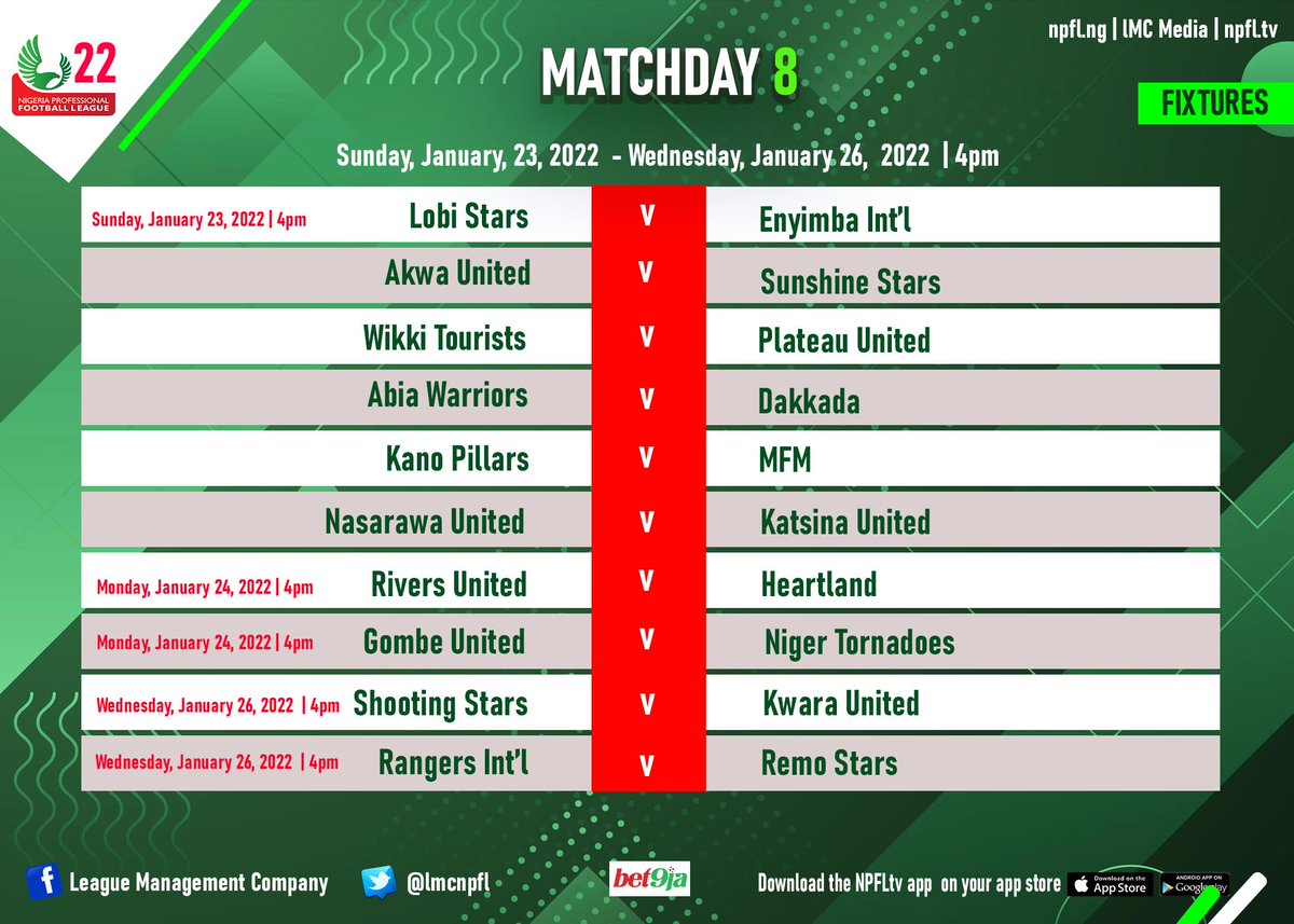 MATCHDAY 8️⃣ ⏳⌛

#NPFL22