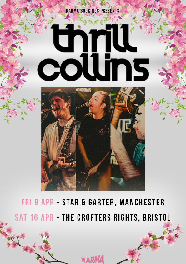 KARMABookings's tweet photo. Yesterday we announced that we have our good friends @thrillcollinsuk returning to Bristol for an intimate show, showcasing some new material. 

As well as that, we are bringing them up north to Manchester as well! https://t.co/q0BAbwyAlV