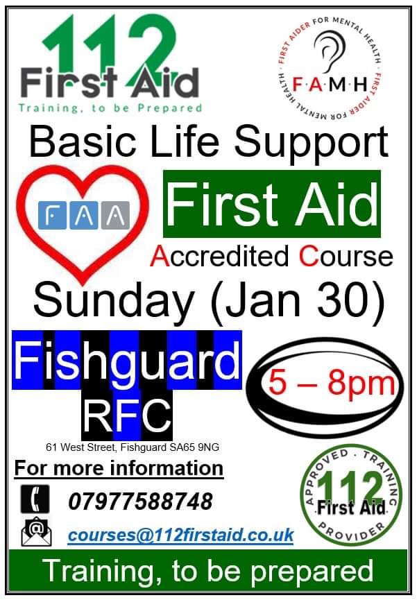 112firstaid's tweet photo. A mum from Fishguard has approached the company for a course and I'm delighted @SeagullRugby are willing to host the Basic First Aid course. https://t.co/8wC1KNAG7C