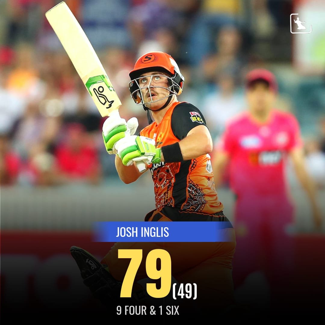 sportz_point's tweet photo. Well played, Josh Inglis - 79 runs from 49 balls including 9 fours and 1 six in BBL qualifier - one of the best youngsters in Australian domestic cricket.
#BBL #BigBashLeague #CricketTwitter #cricketchallenge #KFCBigBash https://t.co/pfpYPoG6yQ