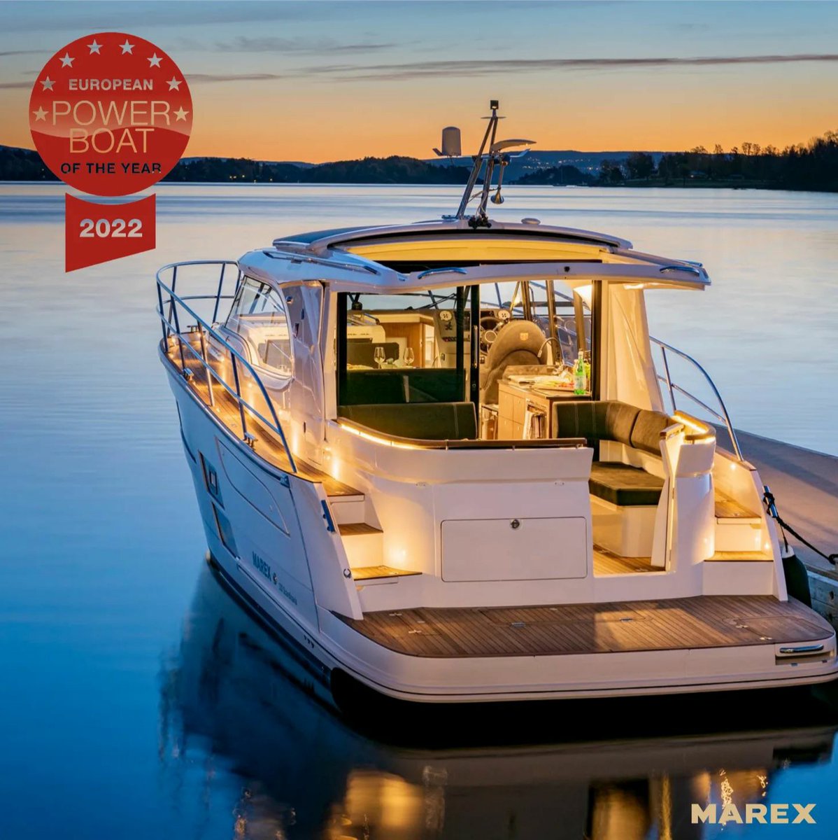Congratulations to all the team at #marex for YET ANOTHER award with the new M330 Scandinavia winning the prestigious European Powerboat of the Year 2022 🏆 So well deserved for designing and building one of the cleverest boats we have ever seen! 👏👏👏