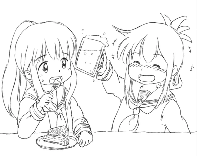 #女の子二人のイラストを貼る見た人もやる 