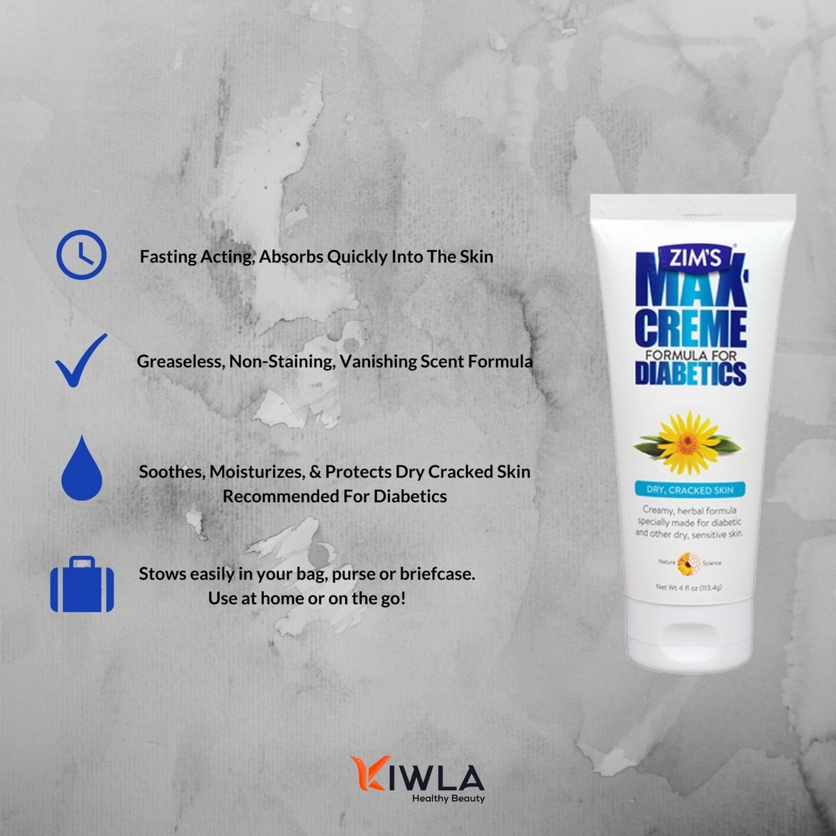 Zim's Max Foot Creme 4 oz
.
.
.
#Zimsmax #footcream #cream #herbalformula #diabetic #dryskin #sensitiveskin #moisturizes #healthyskin #skincare #footcare #productoftheday #thekiwla #healthybeauty @thekiwla  kiwla.com/collections/be…