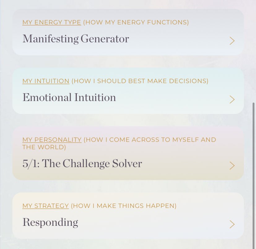 Lucywhostudio's tweet photo. My human design

I‘m a manifesting generator

This app is so crazy, makes you understand yourself even better 

What are you?

#myhumandesign https://t.co/4jIqH28nP0