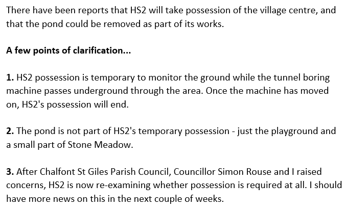 HS2 Possession of <a href="/StGilesVillage/">Chalfont St Giles</a> Centre - Update
