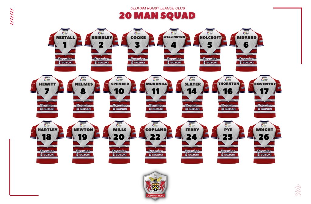 Your 20 man Oldham Squad to face <a href="/WTrinityRL/">Wakefield Trinity</a> | 

🔴⚪️