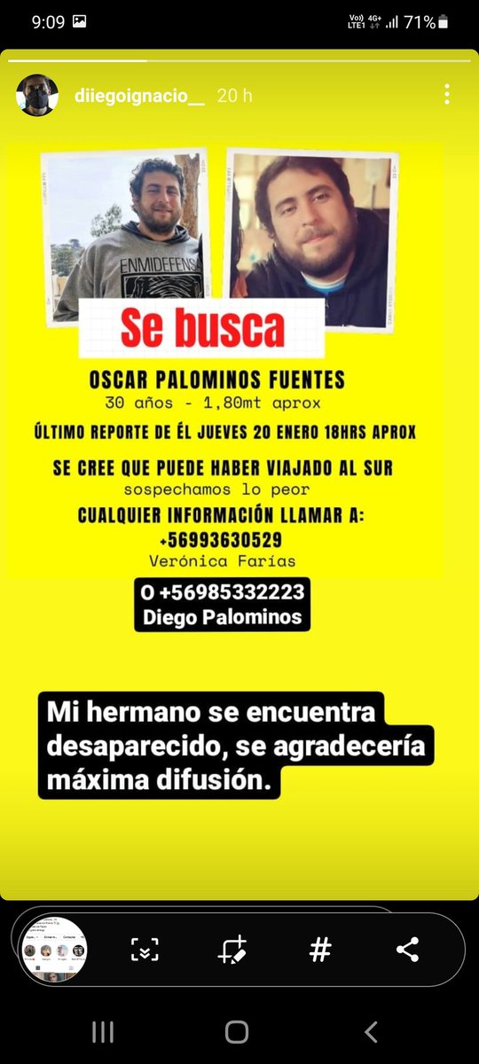 Dani_Palominos's tweet photo. @rodrigosepu #ALERTA por favor difundir!! Es mi primo y estamos muy preocupados. #meganoticiasalerta https://t.co/LNtVD5ywDi