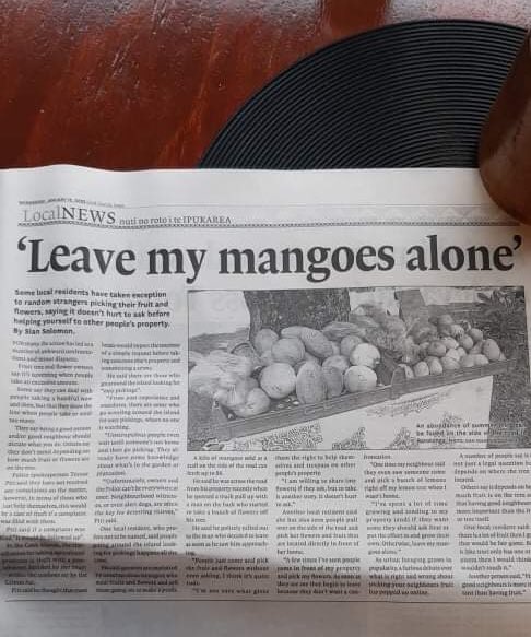 Headline of the week via relatives living in the Cook Islands - an altogether different pace of news cycle