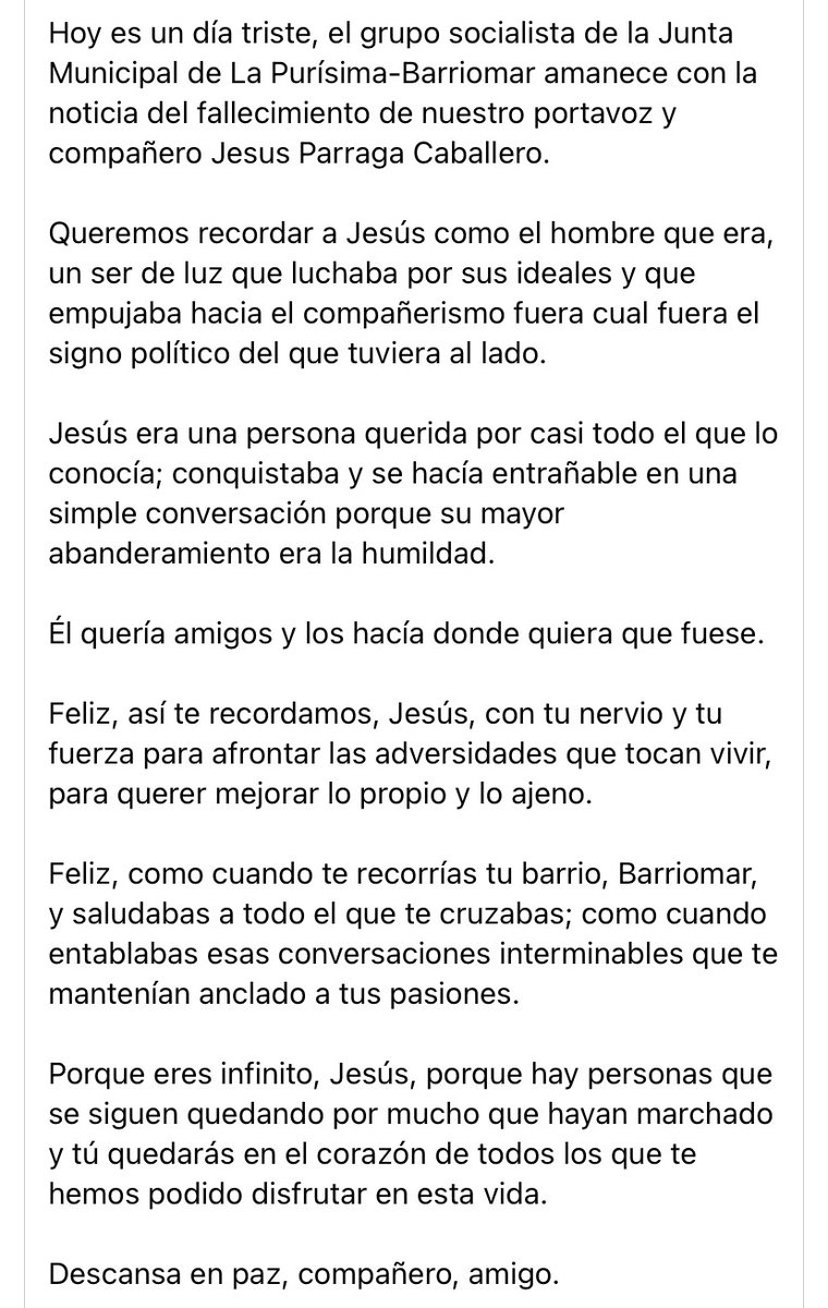 psoebarriomar's tweet photo. Así queremos recordar a Jesús, El Parraguilla. 

Más que un compañero, un amigo. 

De esas personas que deberían abundar en el mundo https://t.co/jdOLLehBvK