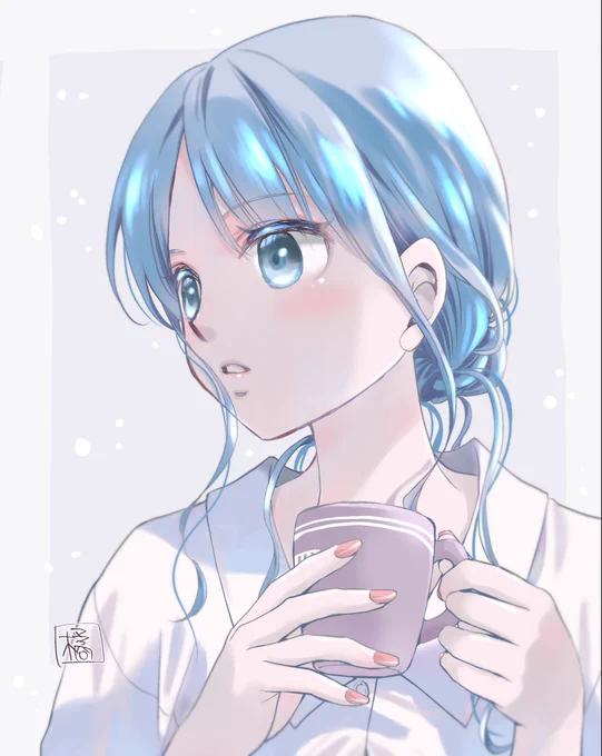 多分青い髪の人初めて描いたわ 