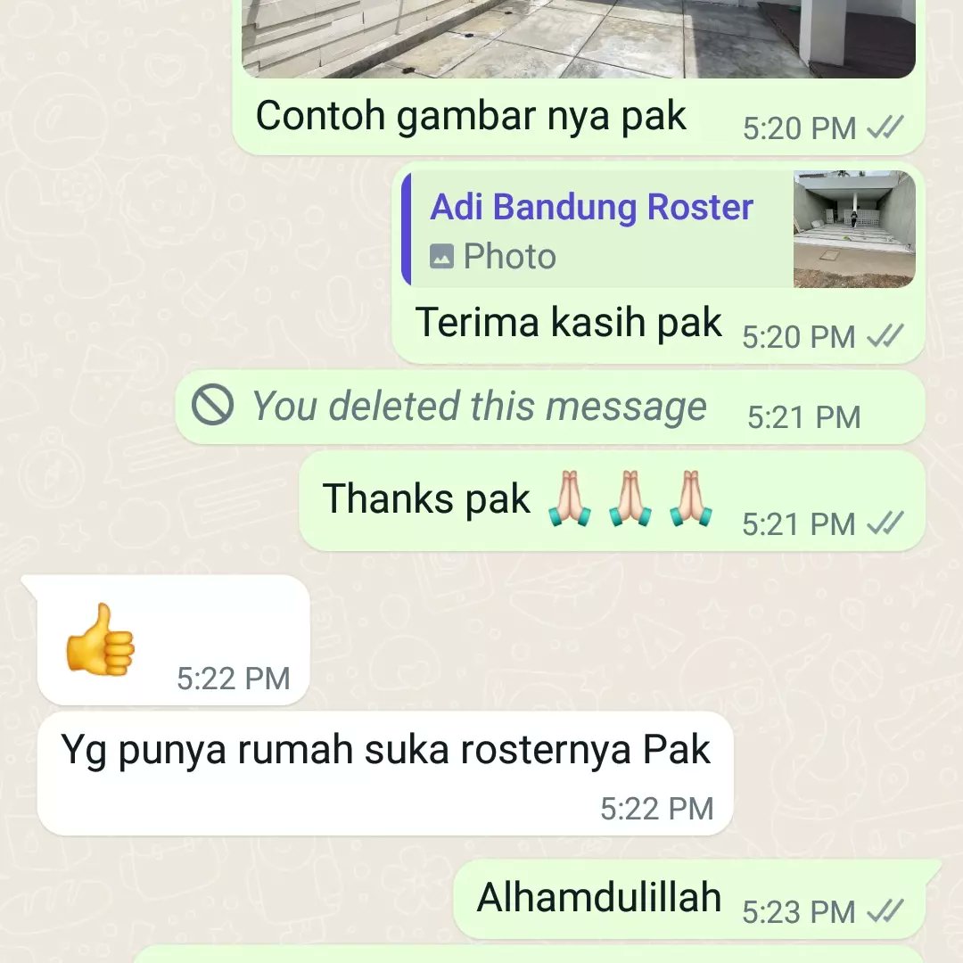 a_chopur's tweet photo. Alhamdulillah konsumen puas dng Roster nya 
Menyediakan berbagai motif roster &amp; bata tempel Lok Jakarta Timur
Wa 081386930000
#rosterbeton 
#roster 
#rumahminimalis 
#arsitekindonesia 
#kontraktor 
#arsitekrumah 
#rumahjakarta 
#dekorasirumah 
#housedesign
#rosterminimalis https://t.co/Mo3RPp5LSm