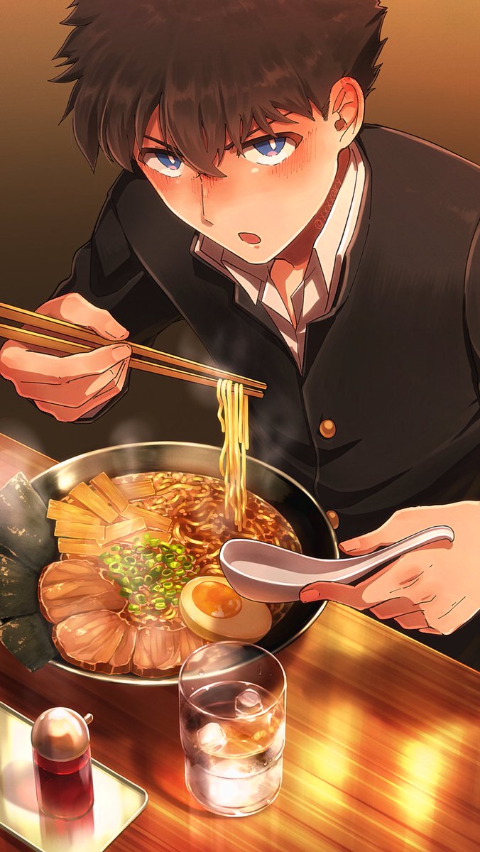 「黒羽withアチアチラーメン 」|ありのイラスト