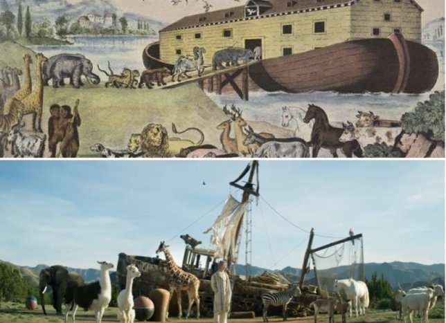 tanseok's tweet photo. 1. ON: Namjoon is next to a boat with two pairs of animals. In the Bible, a dove appears in the story of Noah’s Ark in Genesis 8:11: “And the dove came in to him at eventide; and lo, in her mouth an olive-leaf plucked off: so Noah knew the waters were abated from off the earth.” https://t.co/kETd15xN4o
