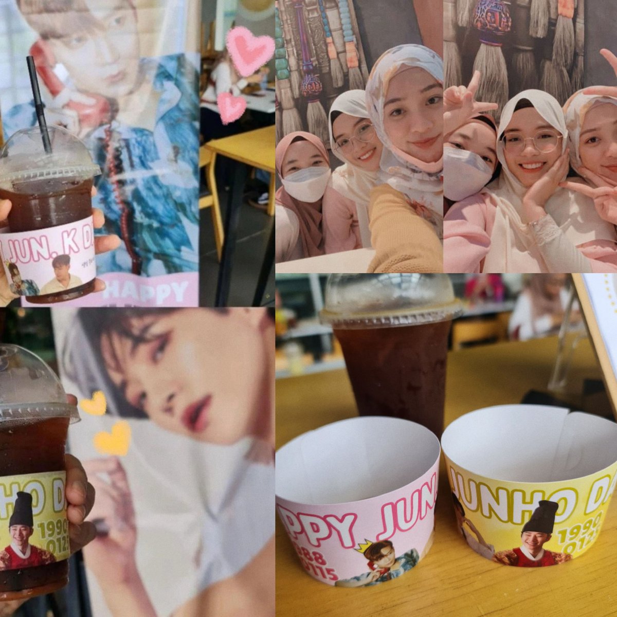 jangwoofwoof's tweet photo. Thank you very much to the organizers of the junbros cupsleeve event today! Was nervous bcs it was my first time attending an event like this but everyone was so nice, and the cafe was so pretty with all the decos & hottests wearing cute pink & yellow outfits βΊ #withJUNBROSagain https://t.co/JXWyfXUSY0