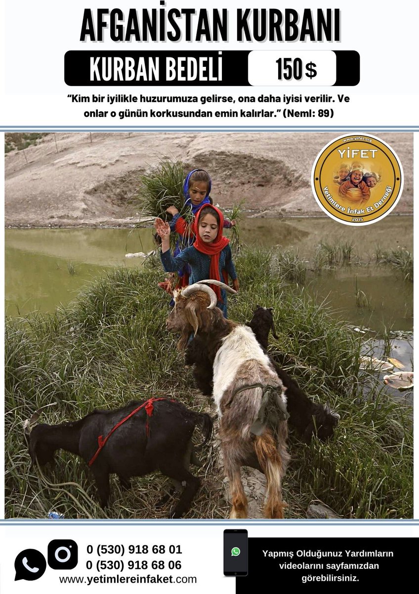Yifetafrika's tweet photo. Afganistan da kesilecek hayır kurbanlarımız için az çok demeden desteklerinizi bekleriz.

We look forward to your support for our Afghanistan projects.

 #Afghanistan
#Afganistan https://t.co/Rn7xKlzSgx