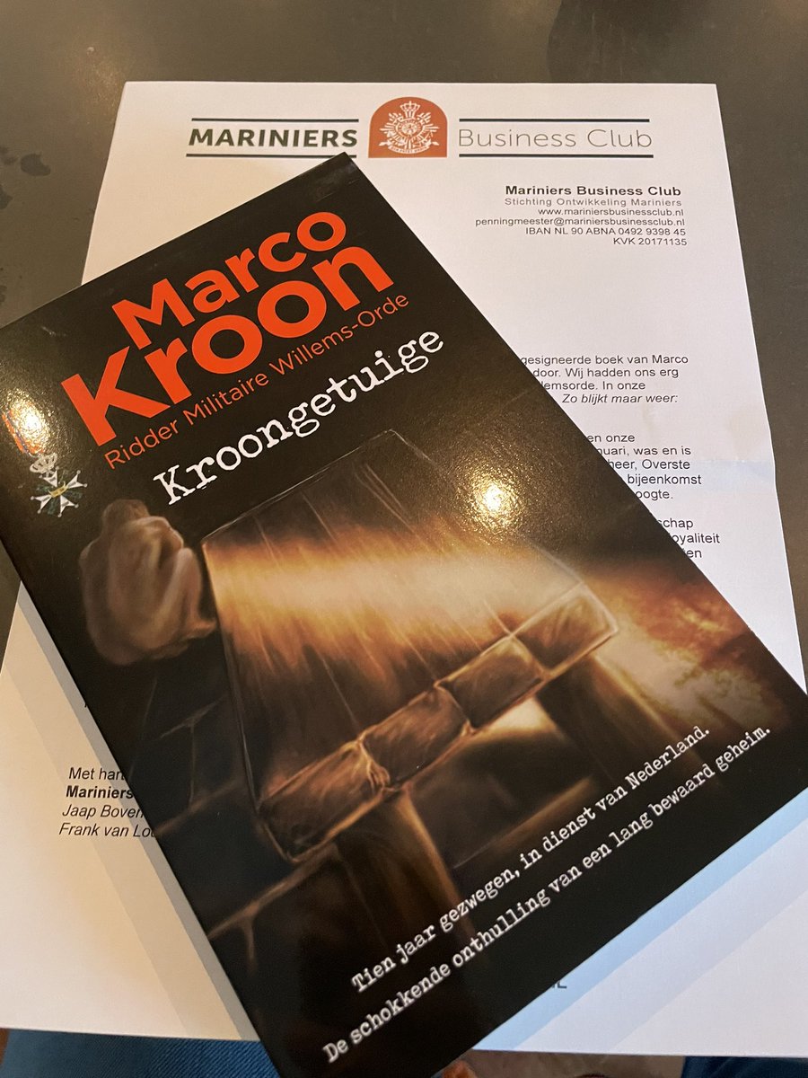 Mooi geschenk van de Mariniers Business Club het nieuwe boek <a href="/marcokroon1/">Marco Kroon</a> ons oud collega van het <a href="/korpsmariniers/">Korps Mariniers</a> #QPO